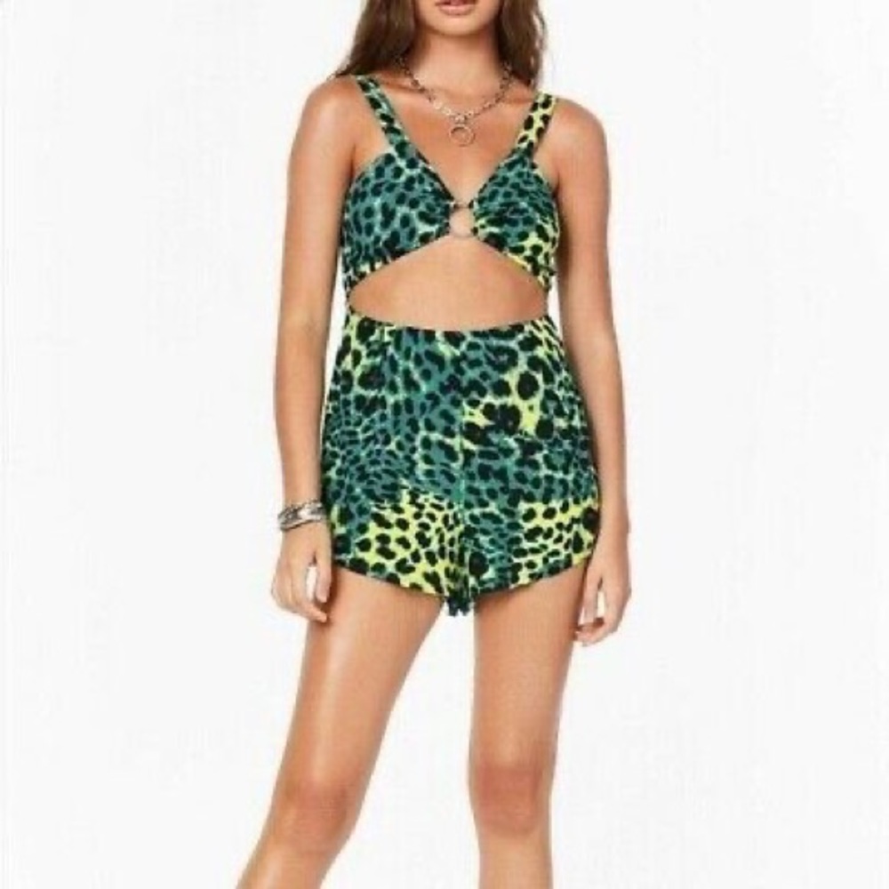 Millau Green Leopard Romper